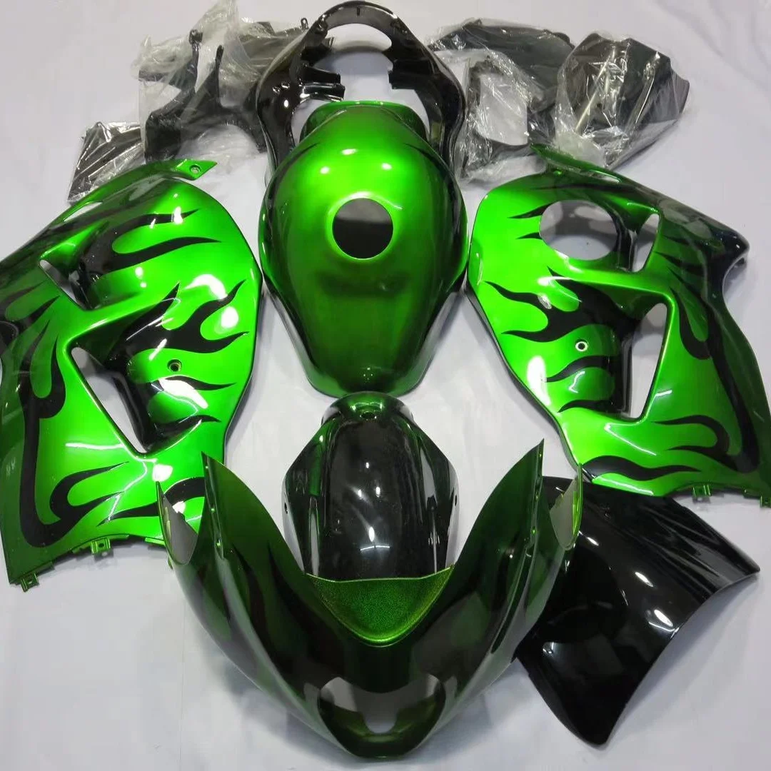 

2021 WHSC Motorcycle Accessories ABS Plastic Fairing Body Kit For SUZUKI GSXR1300 1997-2007 Green Black, Pictures shown