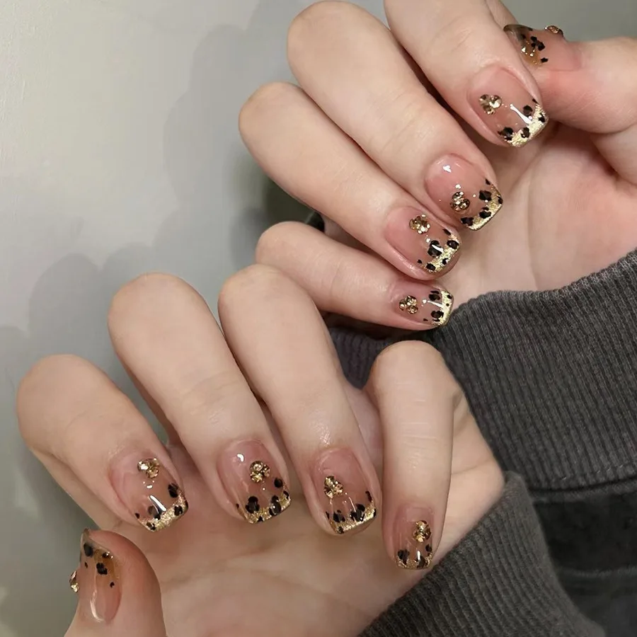 30 Pcs Pink French Cat Eye Pearl Glitter Gilded Flowing Ribbon Acrylic Press on Nails Artificial Fingernails False Nails GN042