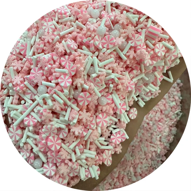 

Pink Christmas Snowflake Mint Polymer Clay Slices Sprinkles Plastic Round Beads Xmas Gift New Year Party Nail Beauty Slime Decor