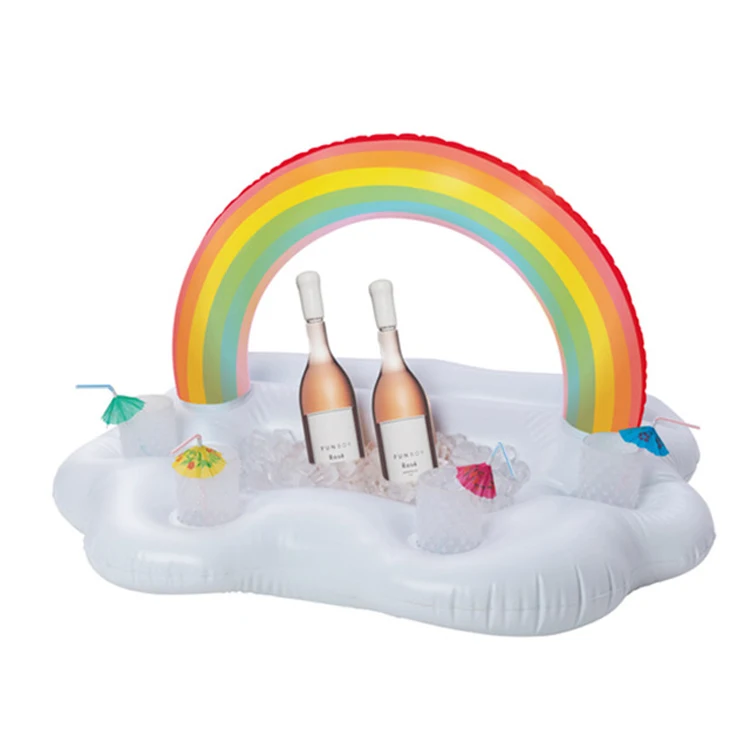 

Inflatable rainbow cloud water cup holder ice bar, Assorted color