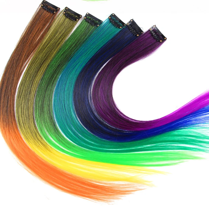 

Clip On Hair Extension 57Color Ombre Straight Hair Extension Clip In Hairpieces High Temperature Fiber Hair Pieces