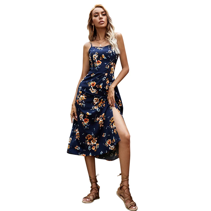 

S M L XL trending womens clothing 2021 100% polyester long floral casual dresses women maxi casual, Satin glitter