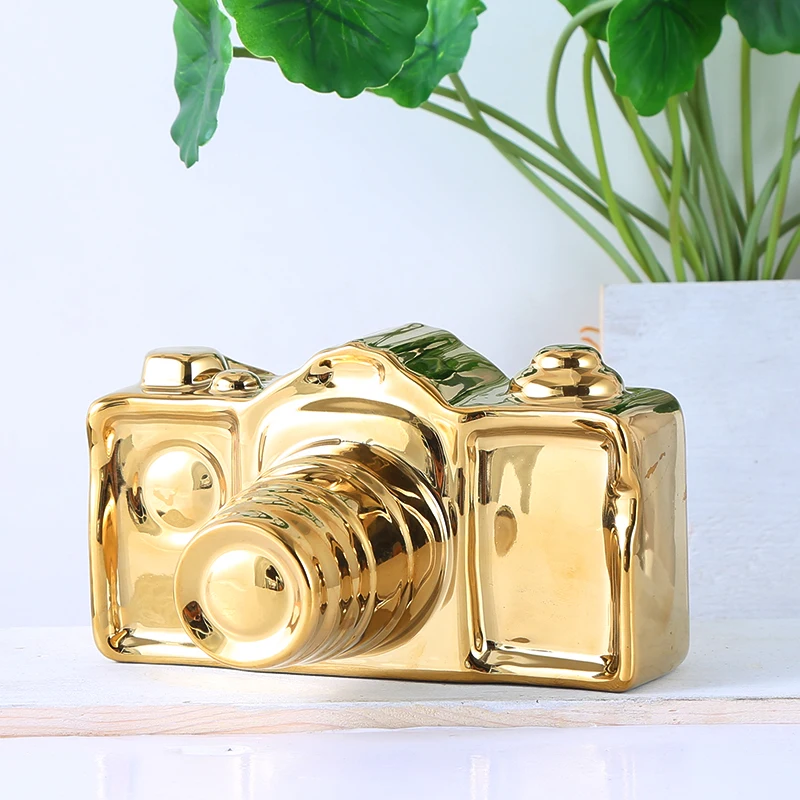

home decor ceramic camera ornaments luxury gold plating nordic home decoration accessories, Gold and silver