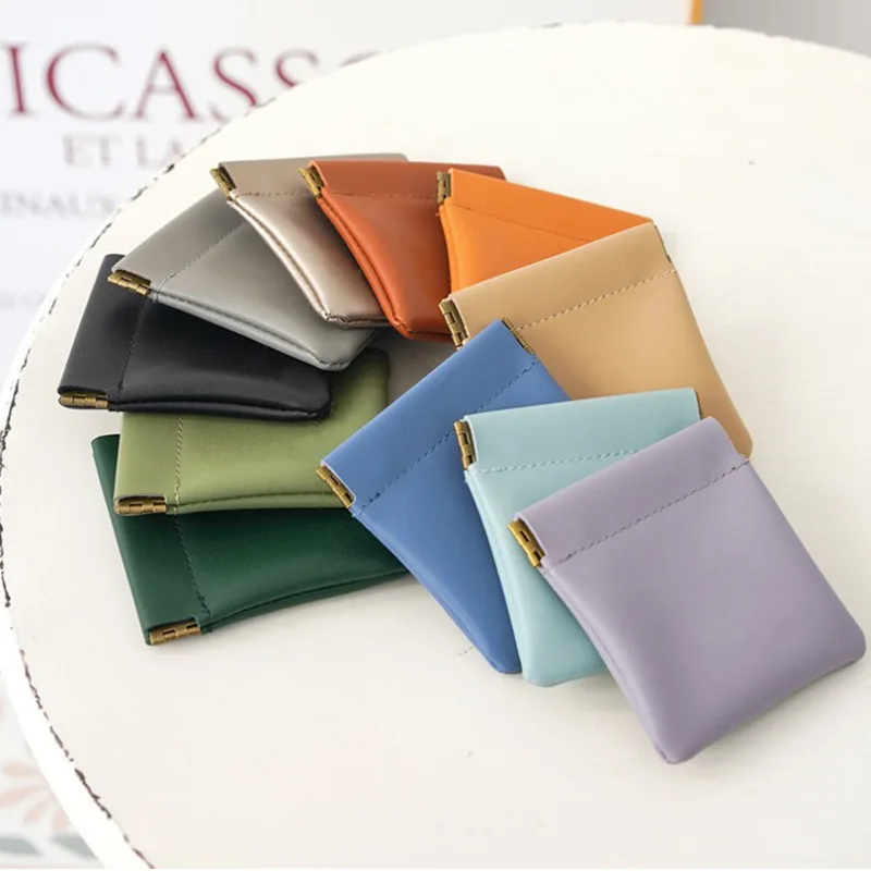 

Hot Sale Mini Leather Squeeze Coin Purse Pouch Change Holder Gift Short Wallet Bag Key Credit Card Earbuds Holder