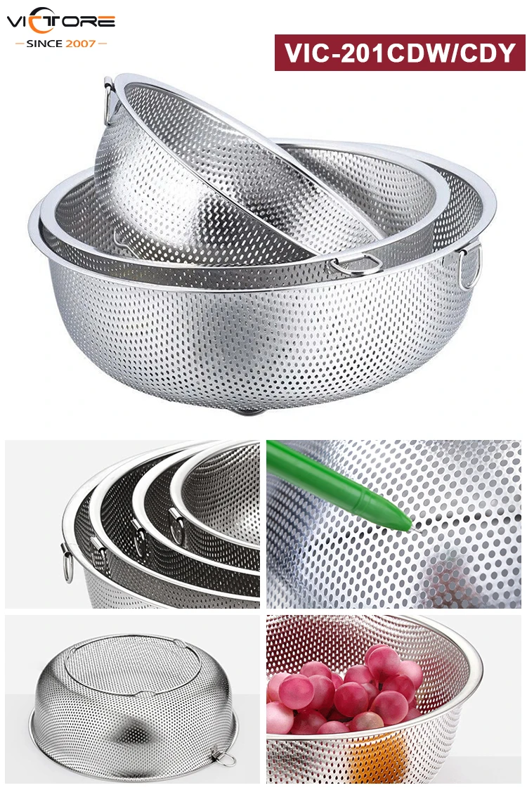 Sink Comer Colander Stainless Steel Fine Mesh Strainer Food Kitchen ...