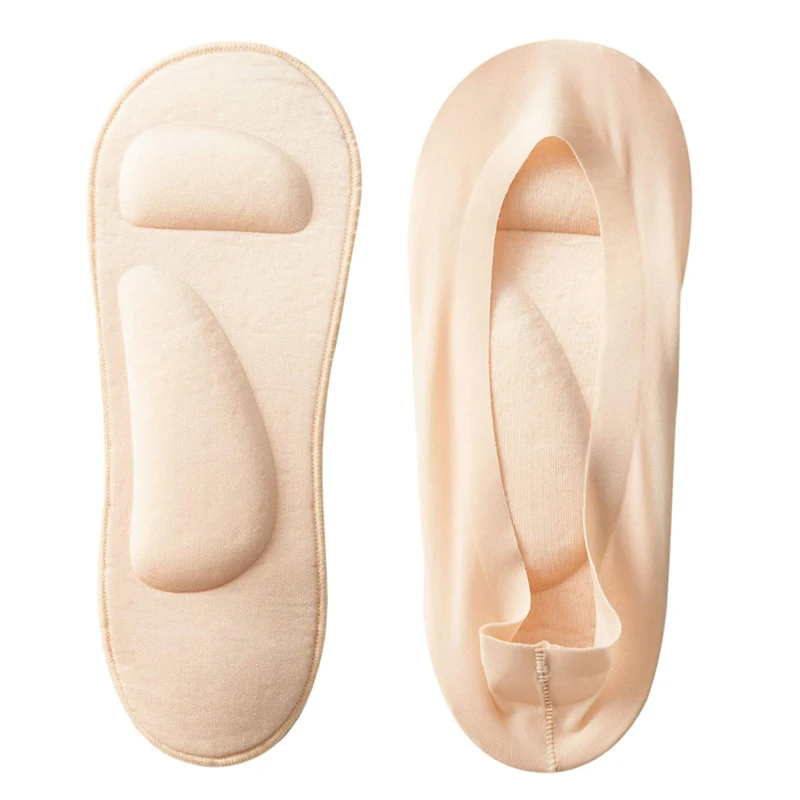 

Women 3D Boat Socks Breathable Silicone Non-slip Ankle Sock Foot Pain Relief Arch Support Massage Ice Silk Insole Socks
