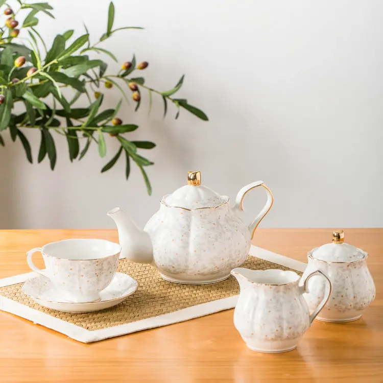 Elegant Design High Quality Floral Decal 17 Pcs Ceramic Tea Set With