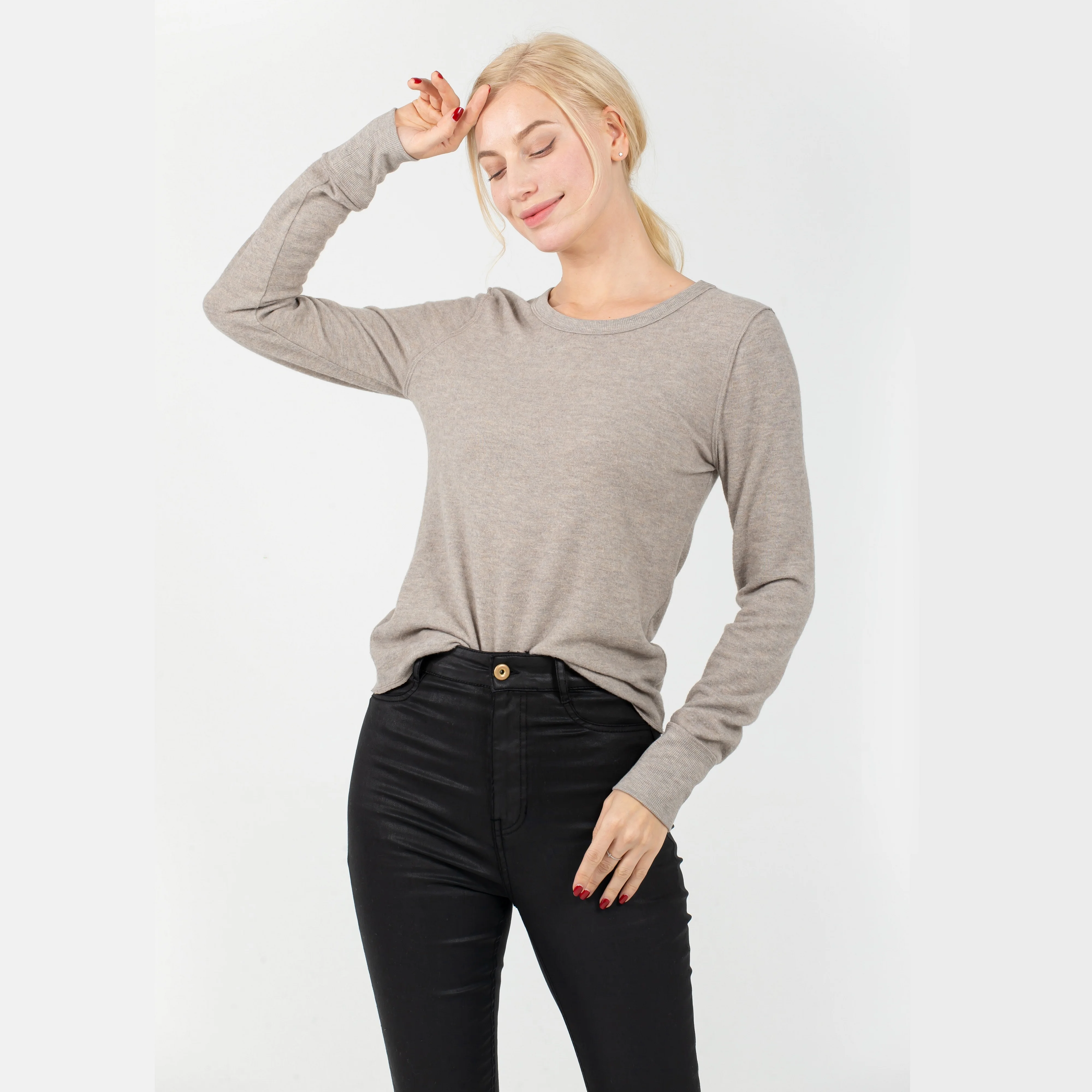 

Casual Round Neck Long Sleeve Elegant Casual Pullover Women Top Sweatershirt for Women