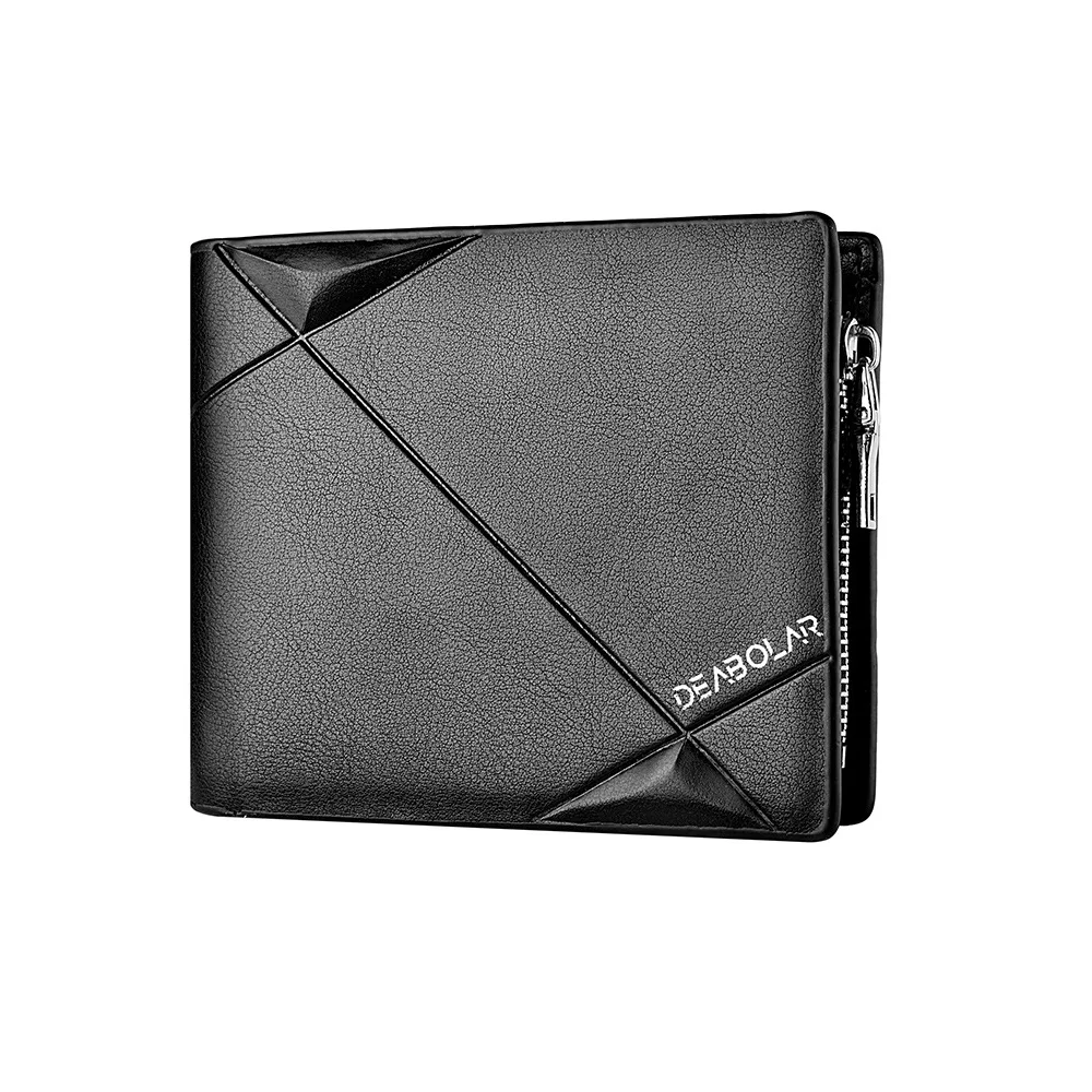 

2021 Wholesale New Men's Short Horizontal Leather Purse Couple Personality Business Wallet Three-fold Zipper Korean PU RFID