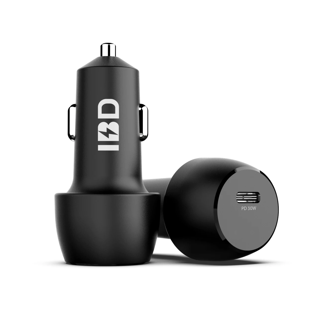 

IBD Hot Sale Dual Port USB Fast Charging QC PD 30W Max Mini Car Charger For Mobile Phone, Black