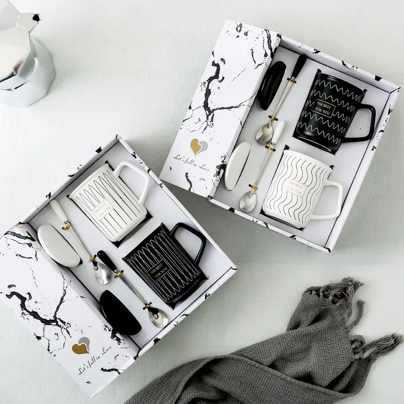 

ST hot sale 14oz creative nordic simple couple pair mug gift set tazas ceramic coffee mug, As a picture/ custom
