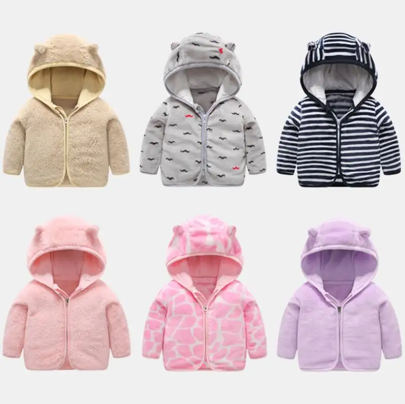 

Autumn Children Clothing Cute Warm Coral Fleece Baby Jacket Boy And Girl Coat With Hat, Picture