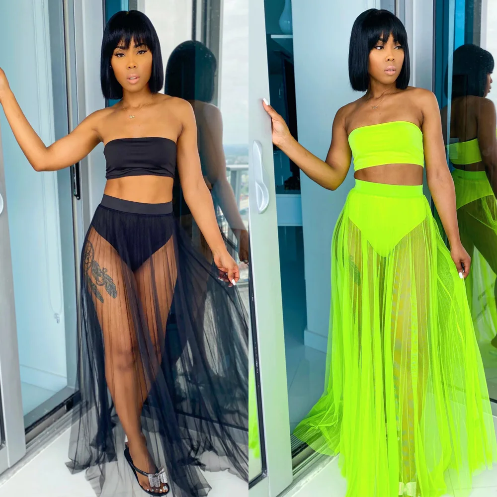 

2021 2 piece summer dresses women cover ups beach wear swimsuit cover up