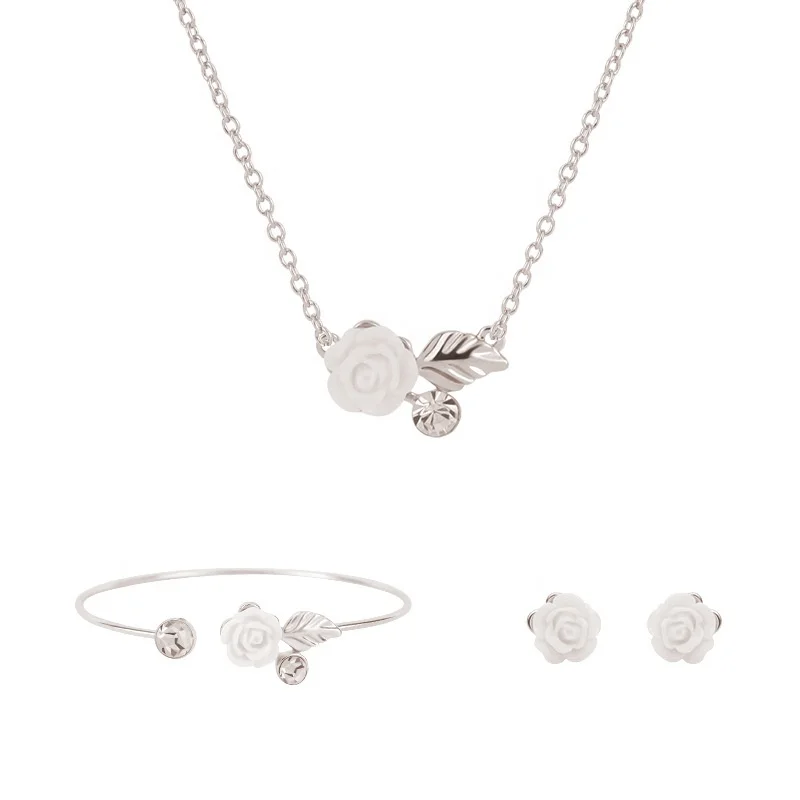 

PUSHI new design flower jewelry necklace earring bracelet women accessories necklace set women