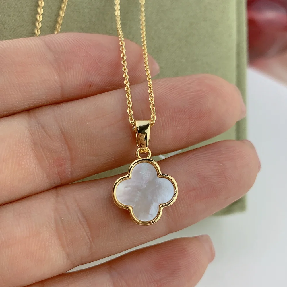 

Isunni White Shell Mother of Pearl Jewelry Pendant Four Leaf Clover Necklace