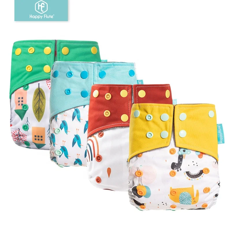 

Happyflute Most popular Bamboo Charcoal baby cloth diaper Washable pocket bamboo diapers reusable, Colorful printed