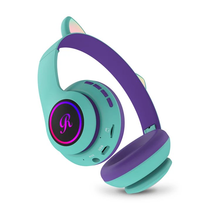 

2021 popular cute cat ear wireless 66bt headset with LED light BT 5.0stereo music earplug game live broadcast Wireless cat ear