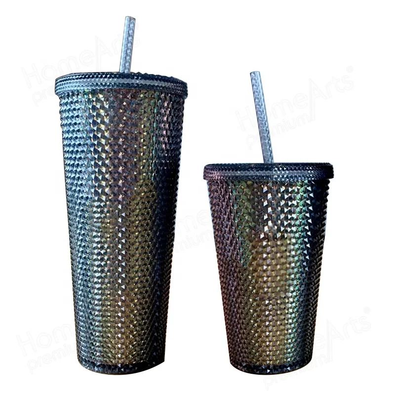 

Studded Tumbler 24oz PS Plastic Tumbler With Straw Sublimation Blanks Skinny Studded Tumbler