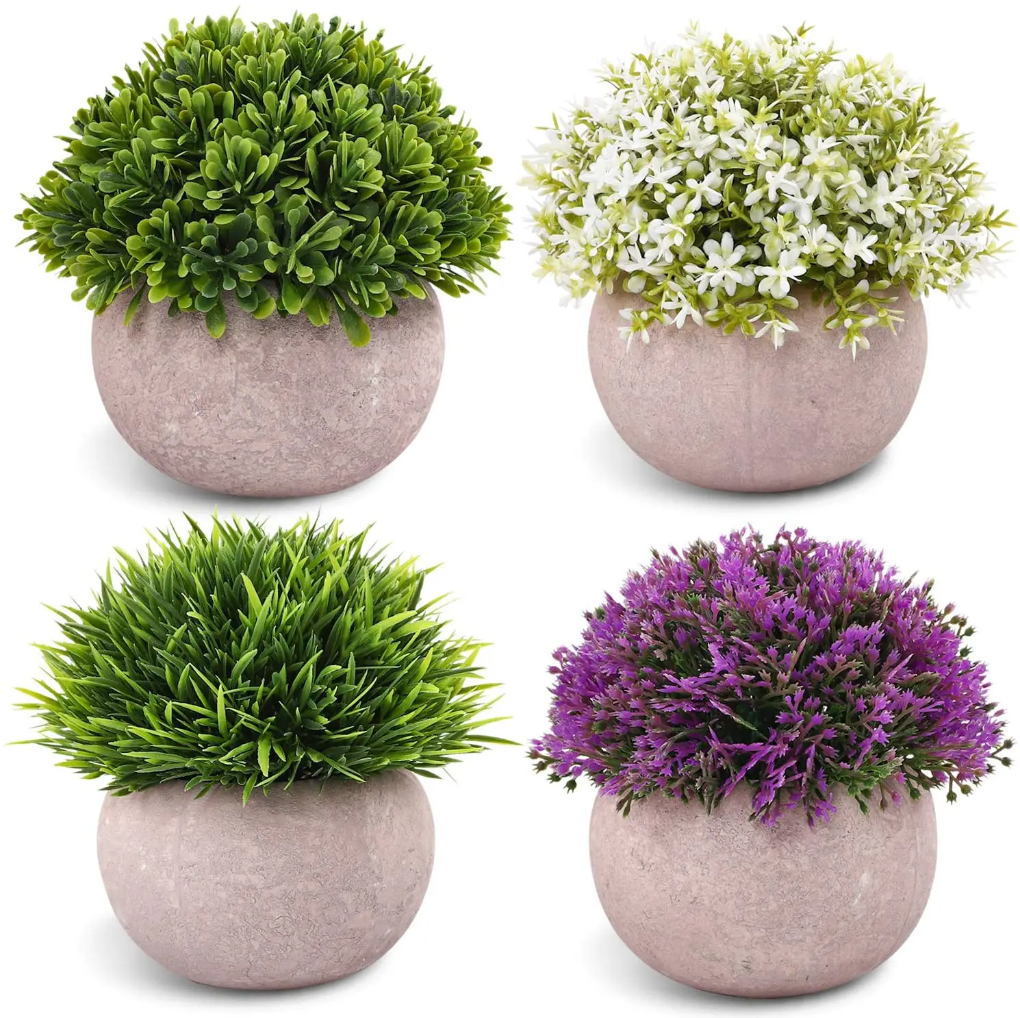 

Hot sale set of 4 artificial grass bonsai mini Artificial Potted Plants natural plant for indoor home decoration, Picture