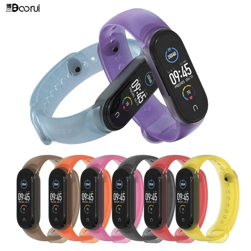 

BOORUI Soft mi band 5 strap Silicone miband 5 accessories breathable colorful wrist strap for xiaomi mi band 5 smartband, Black,white,red,purple,army green