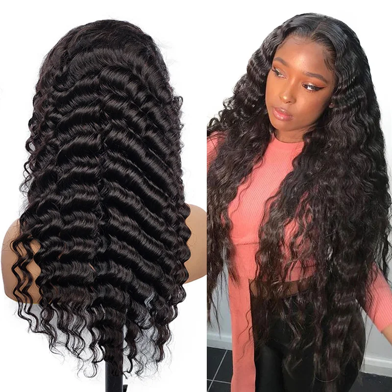 

Brazilian Human Hair Lace Front Wig Deep Wave Virgin Hair Lace Wig For Black Women Pre Pluck Lace Wig With Baby Hair