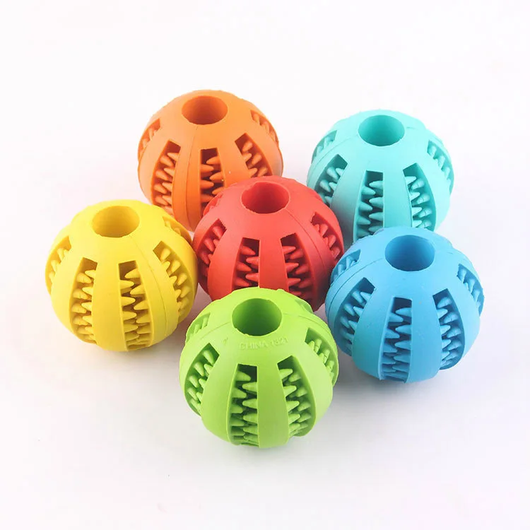 

Pet Snacks Feeder Teeth Cleaning Ball Pet Sports GameTraining Pet Cleaning Ball Rubber Ball, Green. blue. yellow. orange. red. dark blue