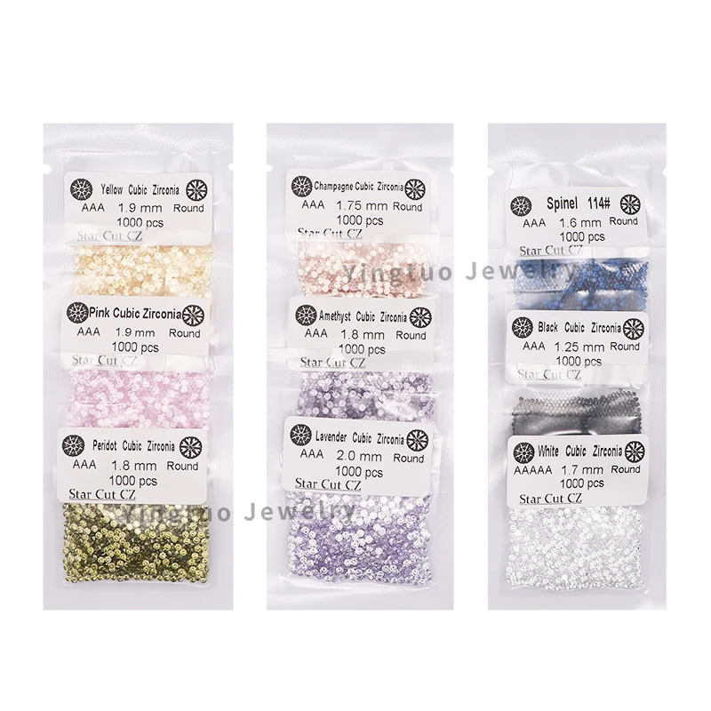 

Wholesale Price 1000pcs/Pack 5A Artificial Cubic Zirconia Round Cut Synthetic CZ