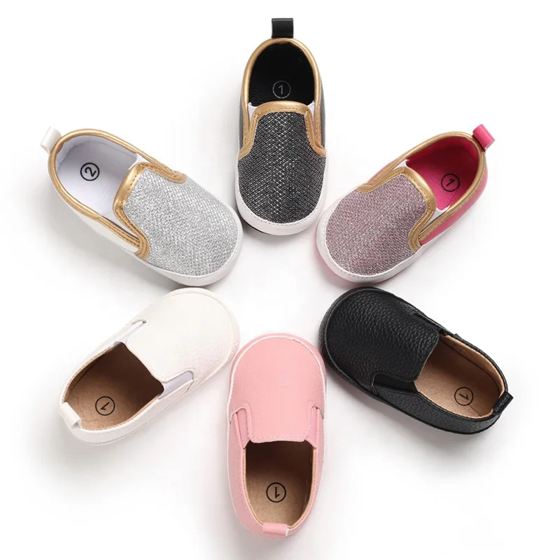 

Unisex Slip On Glitter 2Year Boy School Toddler Kids Plain Baby Shoes