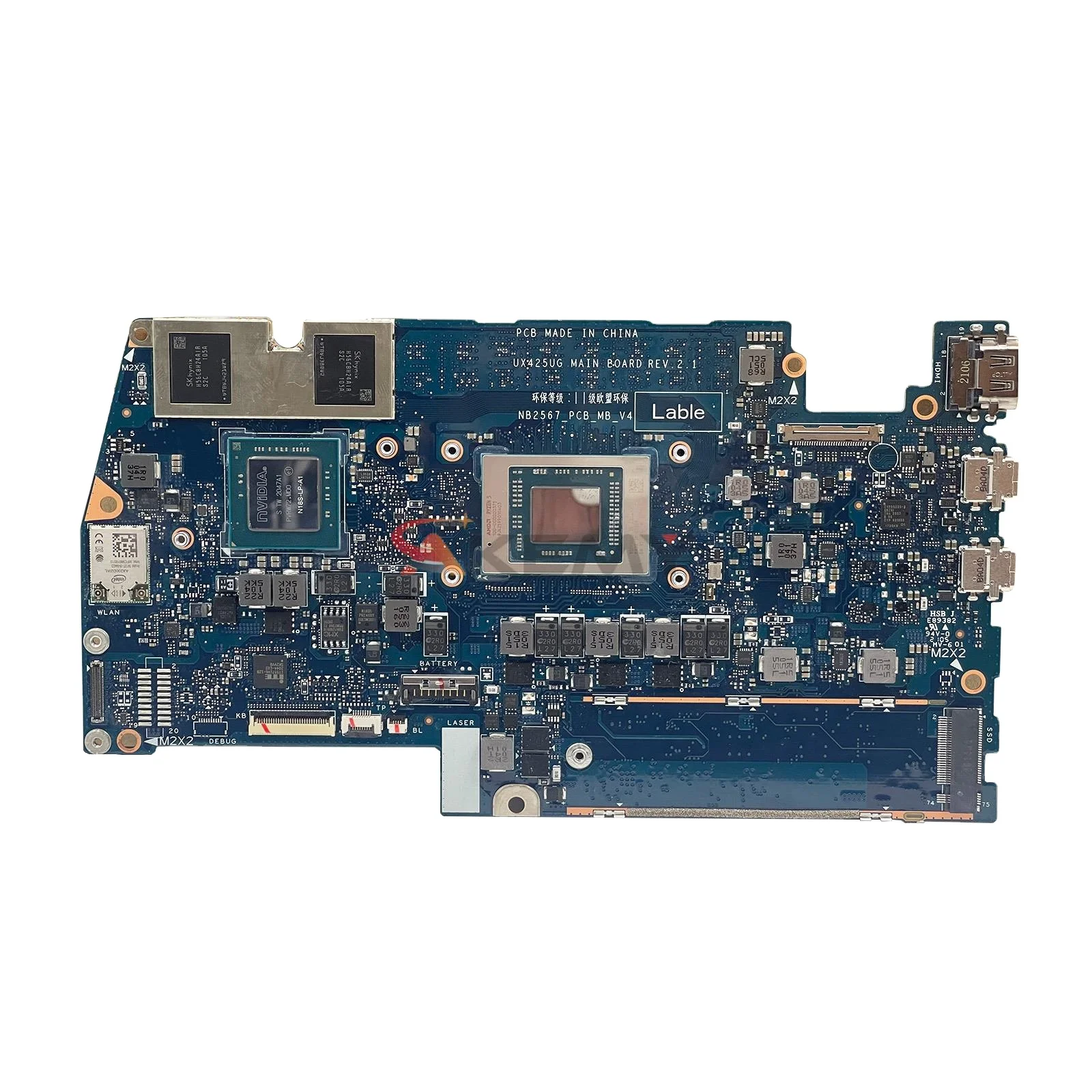 

UX425UG UX425UQ motherboard For Asus Zenbook Q408UG UX425UG UM425 UX425 Laptop Motherboard AMD R5-5500U 8G RAM MX450 Motherboard