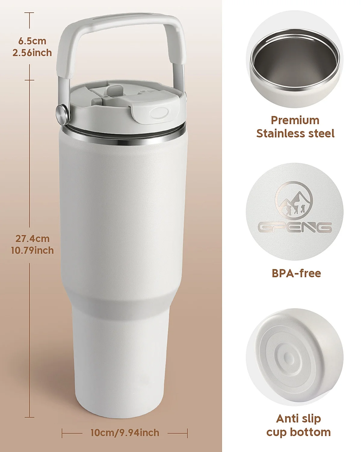 ODM 30oz Double Wall Stainless Steel Insulated Tumbler Patent Leakproof Lid Coffee Mug Thermos Water Bottle for Outdoor Gym