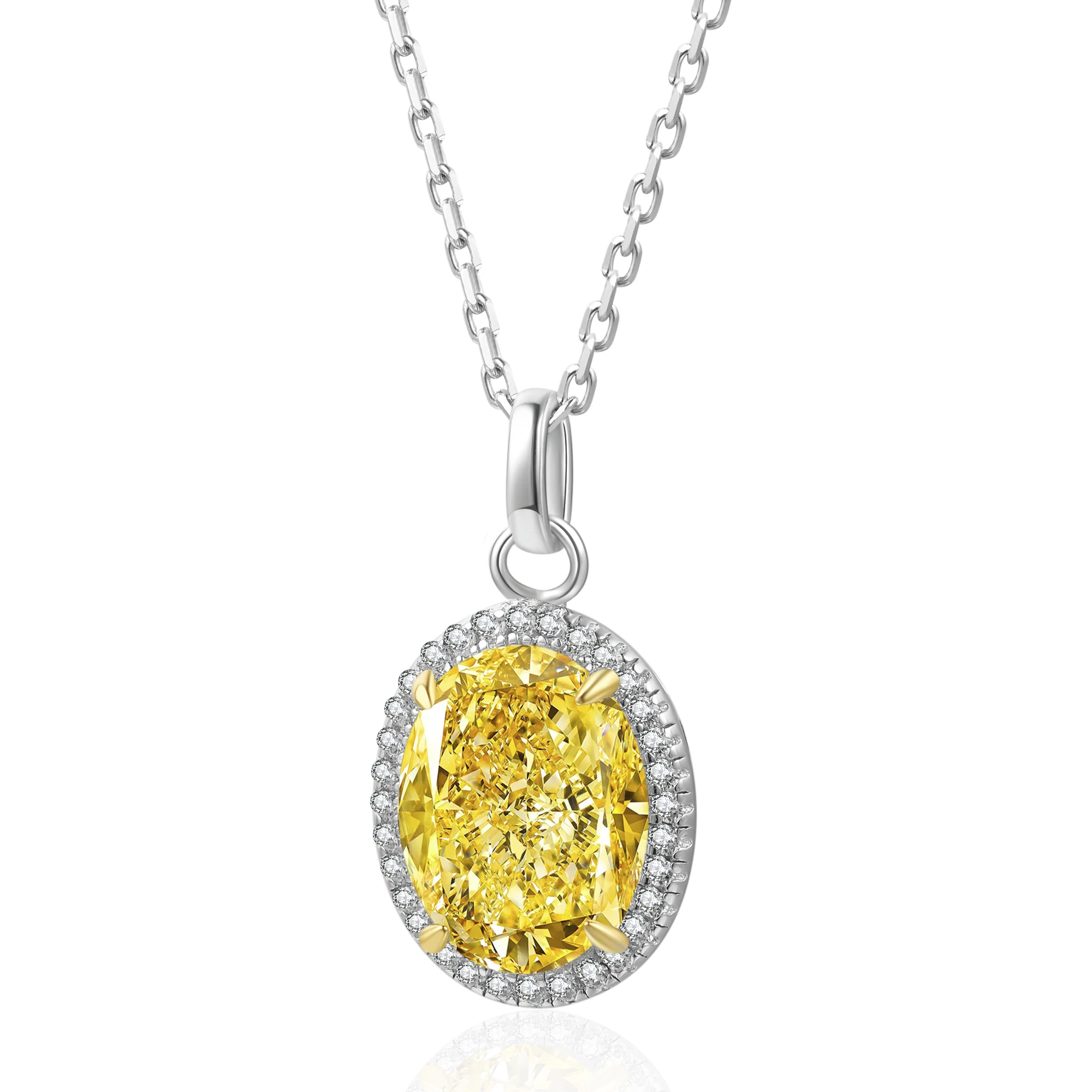 

High Quality 925 Sterling Silver 3.0 carat Simulated Diamond Jewelry Custom Necklace for Girls, Yellow, pink, white, blue