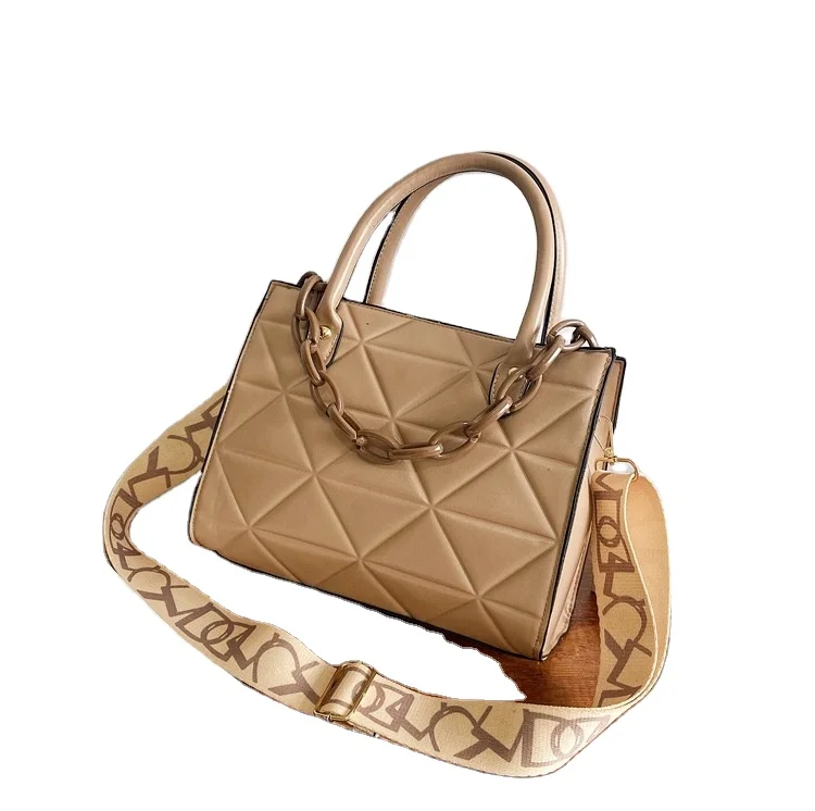 

Custom Luxury Design Tote Bags Fashion Ladies Shoulder PU Bags Single Chain Crossbody Handbags Trendy Wide Shoulder Strap Bags