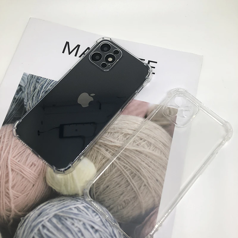 

2021 Clear Shockproof Silicone Cover For Iphone 11 12 Pro Max 1.5mm TPU Transparent Cell Phone Case For Iphone 12 Mini, Picture