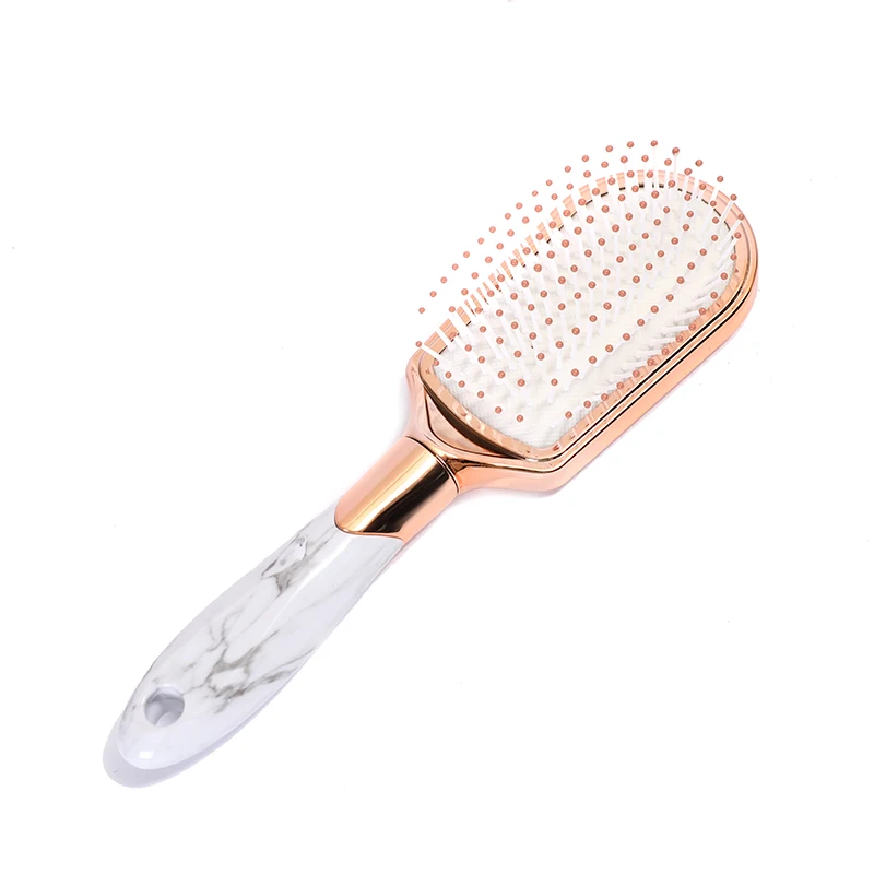 

2021 popular electroplating rose gold hair massage brush marble craft air cushion comb