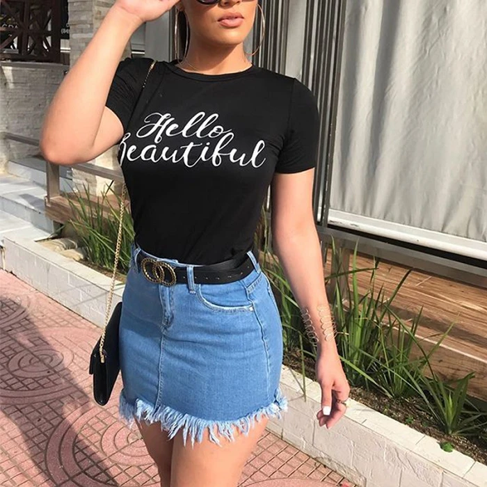 

Pack hip denim skirt 2021 new summer high waist slim mini sexy denim jeans short jeans