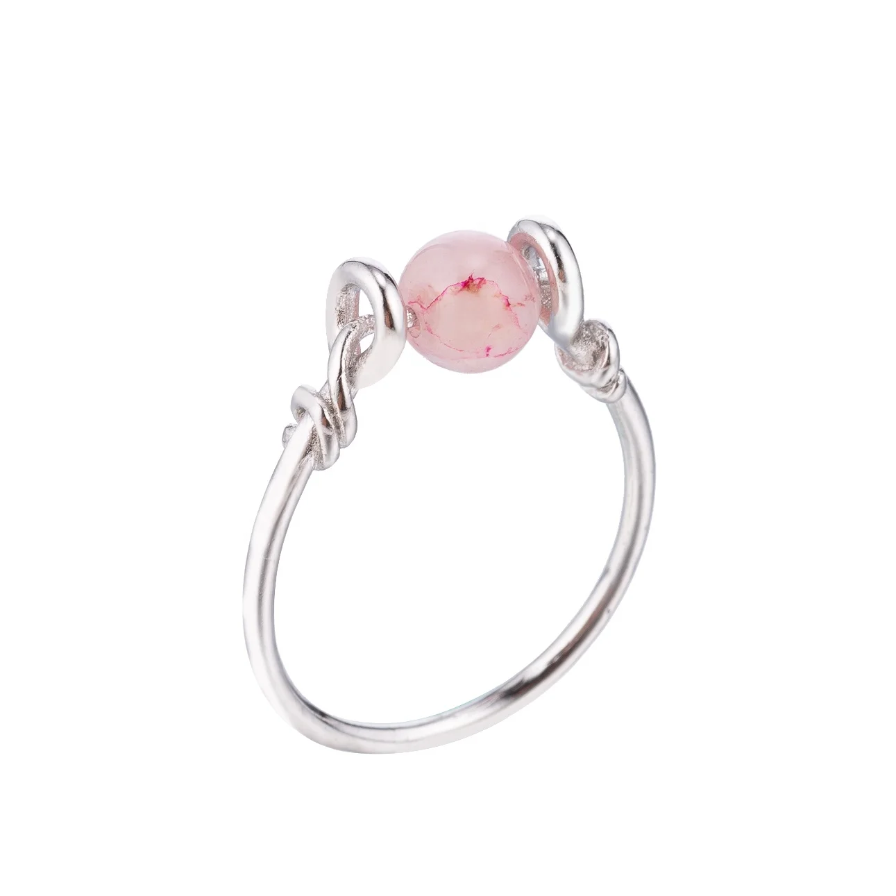 

High Quality anillos simple style Exquisite Silver Plated Pink Stone Silver Plated Copper ring