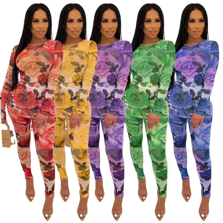 

Hot Sale Women Two Piece Set Print Womens Pants Set outfits women two pieces