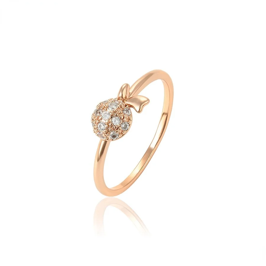 

15591 Xuping jewelry fashion strawberry set with diamond rose gold advanced sense rose gold versatile simple ring