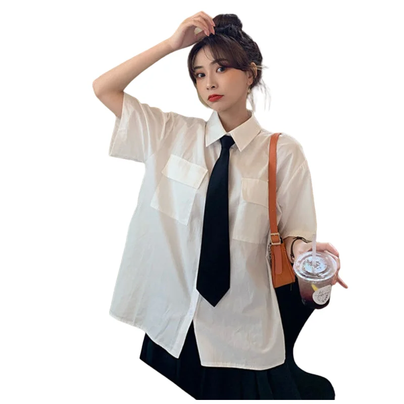 

Hip-hop fried street top jk shirt trend Hong Kong style Japanese net red bf uniform shirt female