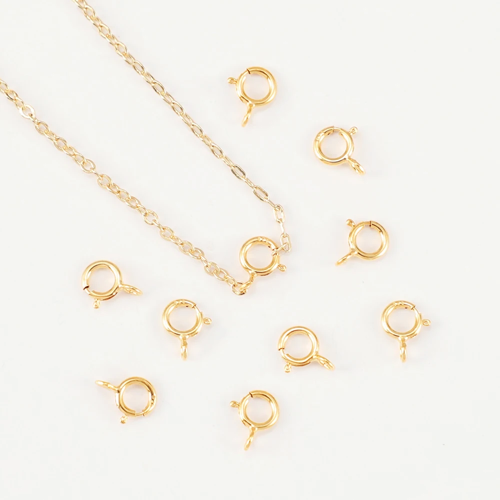 18k Gold Plated Silver Jewelry Clasp Separate Hand Catenary Making DIY Connect Spring Ring Clasp 50pcs/bag