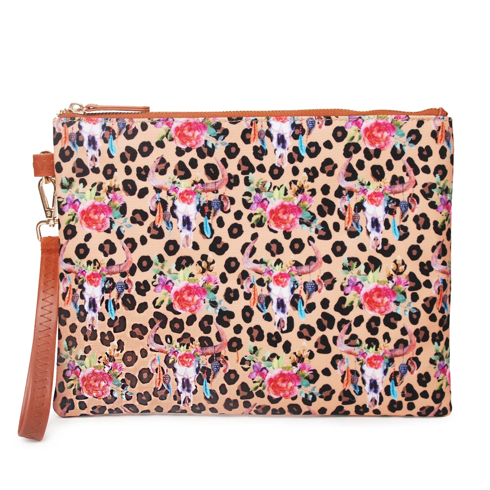 

Wholesale Blanks Leopard PU Faux Leather Cosmetic Bag Cheetah Women Clutch Patchwork Makeup Purse