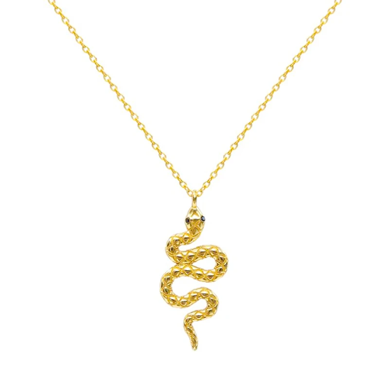 s925 sterling silver ins style fashion new snake winding diamond pendant necklace