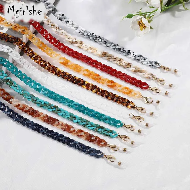 

Mgirlshe 2021 Cute Fashion Pure Solid Colors Acrylic Chain Facemask Chain Lanyard Wholesale Factory Eyeglasses Holder Chains, Multicolors