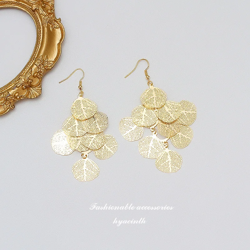 

New Arrivals Brass Gold Plated Fashion Exaggerated Leaves Hypoallergenic Drop Earring For Women