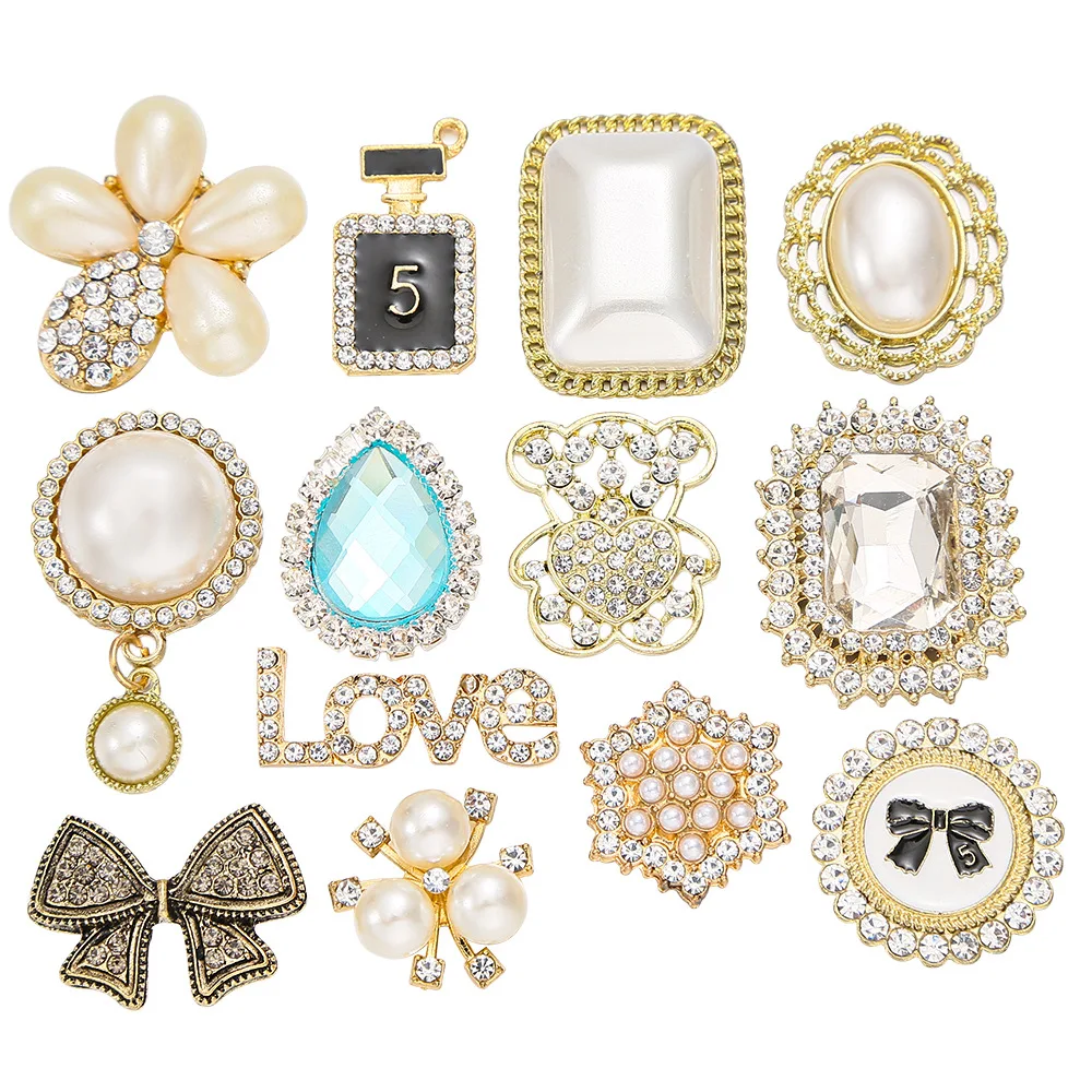 

Luxury Croc Charms Metal Pearl Button Shoes Bundle Decorations Accessories Clog Shoe Ornaments Buckle Clog Shoe DIY