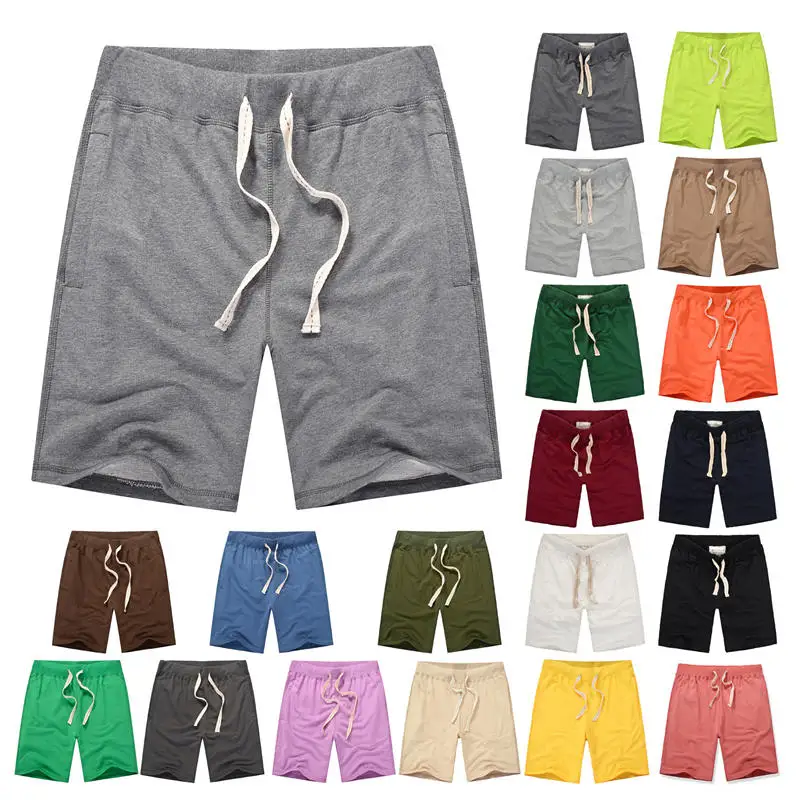 

Summer Men's Athletic Fitness Shorts Pants Men Cotton Blend Workout Running Board Short Custom Logo Sweat Gym Shorts, Black, white, khaki, white, orange, yellow, green, gray, purple, brown