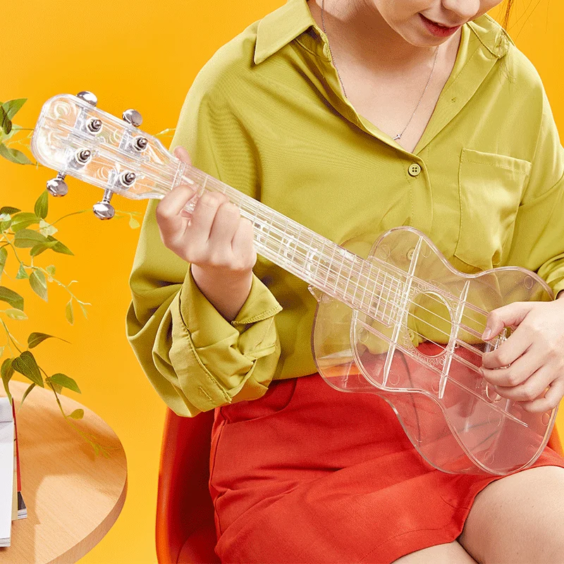 

wholesale ukulele 21 inch guitalele musical instruments ukelele soprano mini string guitar plastic concert carbon fiber ukulele, Transparent,pink,blue