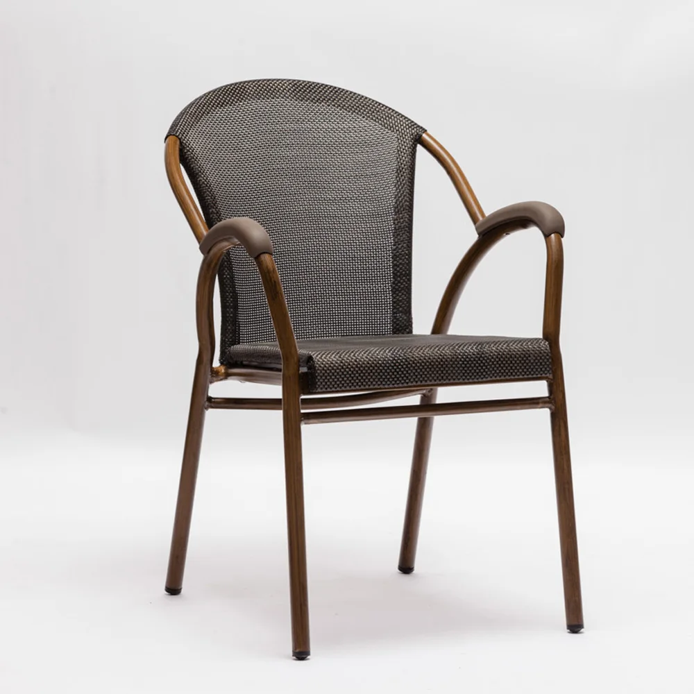 Outdoor garden bar Cafe restaurant dining table and tex-tilene fabric chair set