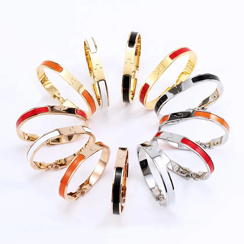 

Stainless Steel Designer H Bangles Color Enamel Charm Bracelets Famous Luxury Jewelry Gift For Lover Women, Picture shows