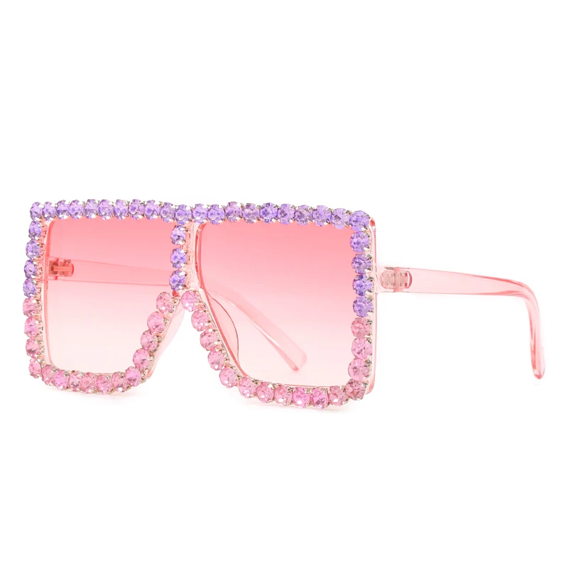 

Bling Luxury Rhinestone Oversize Square Children sunglasses For Street Snap 20851